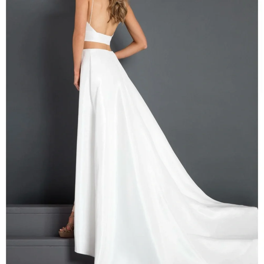 Elegant White and Tan Jumpsuit - Picture 3 of 4